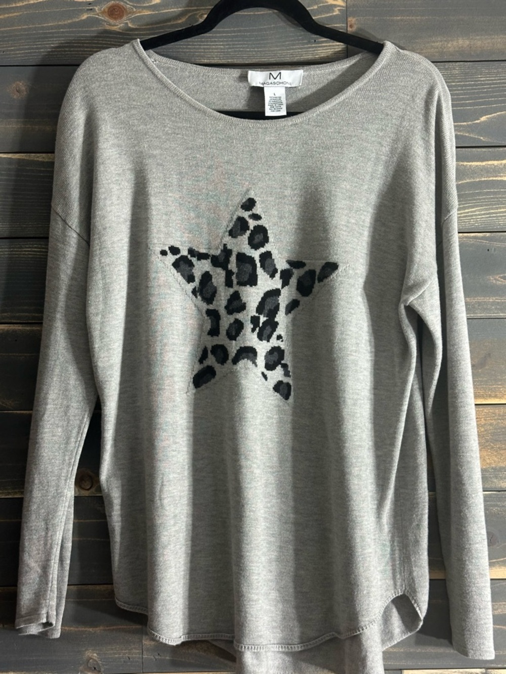 Great Condition! Magaschoni Light Gray Knit Cashmere Blend Crewneck